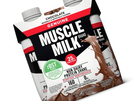 (3 Pack) Muscle Milk Genuine Non-Dairy Protein Shake, Chocolate, 25g Protein, Ready To Drink, 11 Fl Oz, 12 Ct Supply