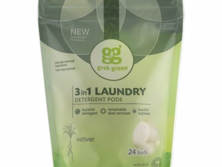 3-in-1 Laundry Detergent Vetiver 24 loads By Grab Green Online now