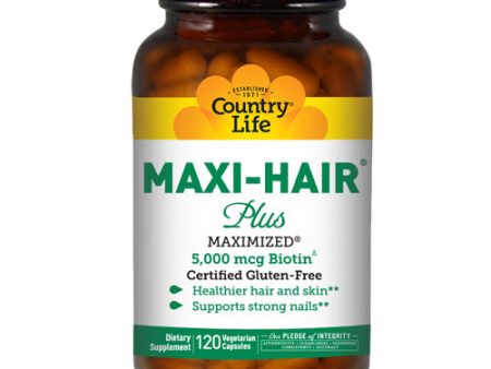 Maxi Hair Plus Biotin 120 Veg Caps By Country Life Supply