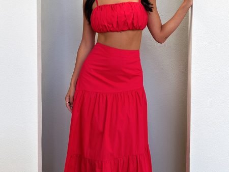 Lateisha Maxi Skirt - Red Hot on Sale