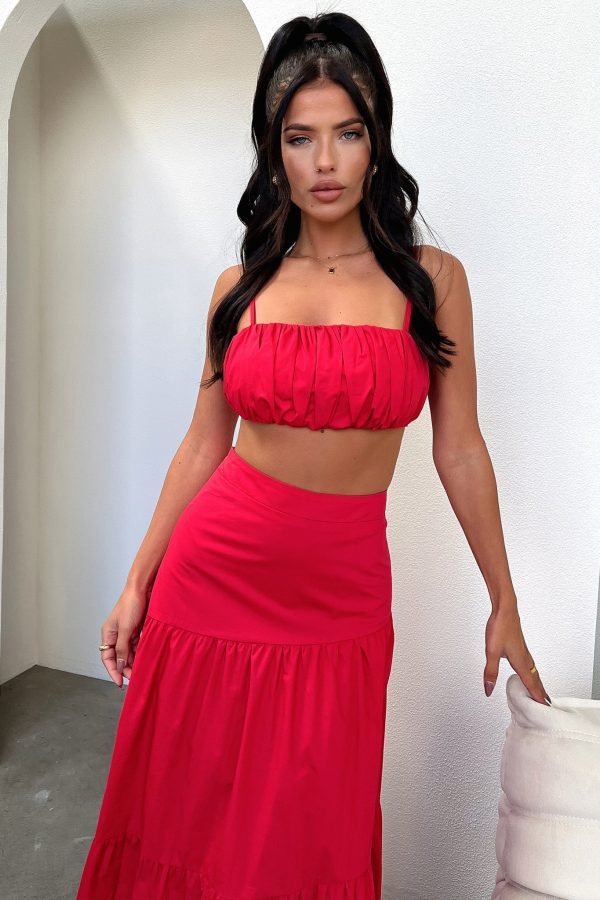 Lateisha Maxi Skirt - Red Hot on Sale